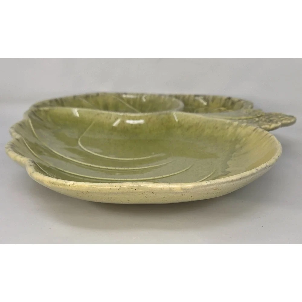 Royal Haeger Cabbage Leaf Relish Chip Dip Serving Tray 14